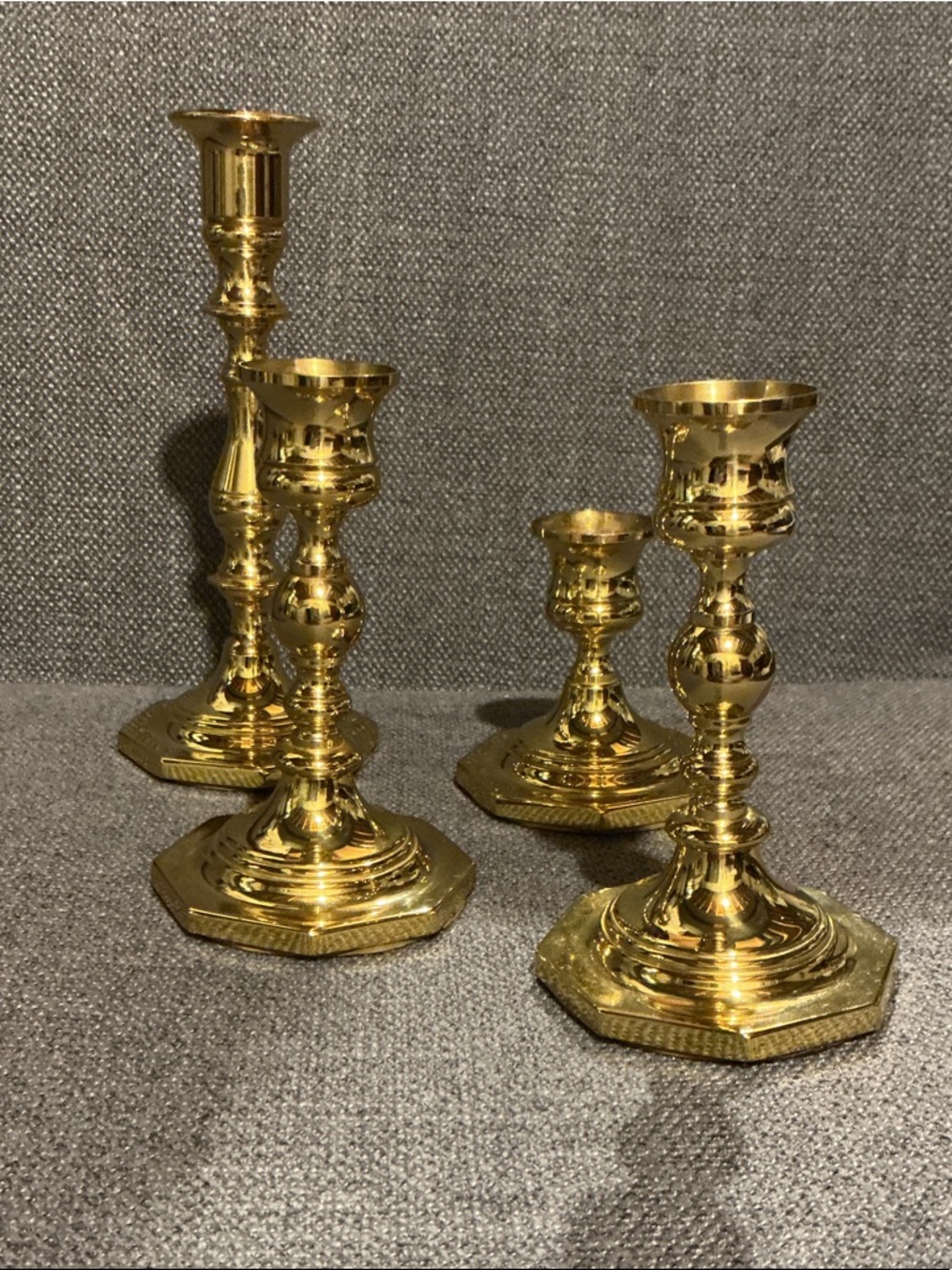 baldwin Brass Taper Candle Holders in Gold Tone - Set of 4